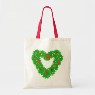 Christmas Heart Wreath Tote Bag