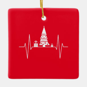Christmas Heartbeat  Ceramic Ornament