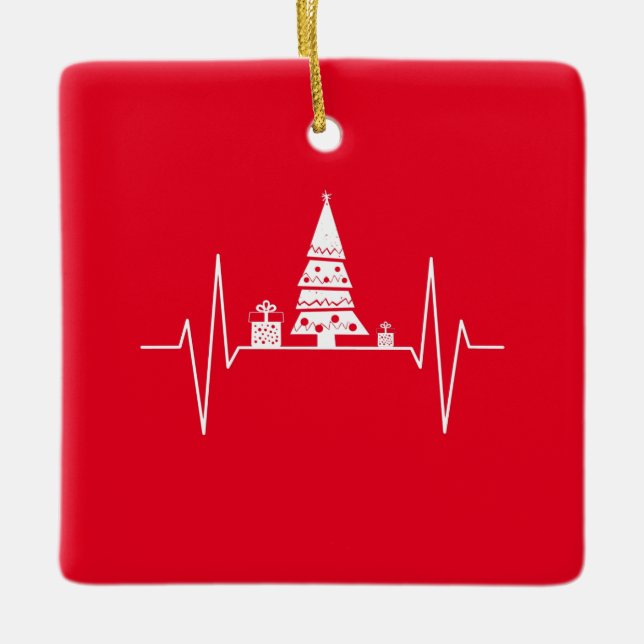 Christmas Heartbeat  Ceramic Ornament (Front)