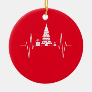 Christmas Heartbeat Ceramic Ornament