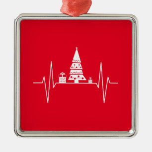 Christmas Heartbeat Metal Ornament