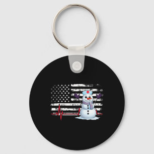 Christmas Heartbeat Nurse Snowman American Flag Ni Key Ring