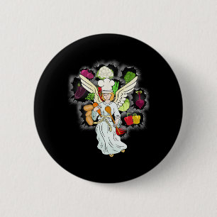Christmas Heavenly Cooking Vegetables Kitchen Chef 6 Cm Round Badge