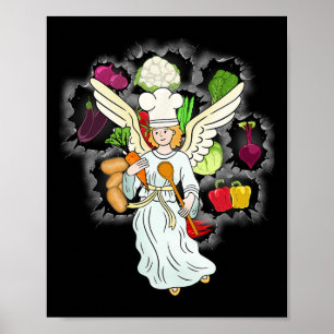 Christmas Heavenly Cooking Vegetables Kitchen Chef Poster