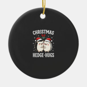 Christmas Hedge-Hugs Cute Hedgehog Holiday Ceramic Ornament