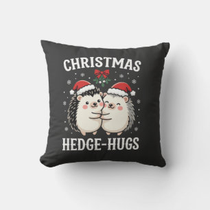 Christmas Hedge-Hugs Cute Hedgehog Holiday Cushion