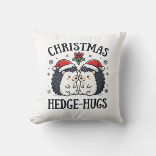 Christmas Hedge-Hugs Cute Hedgehog Holiday Design Cushion