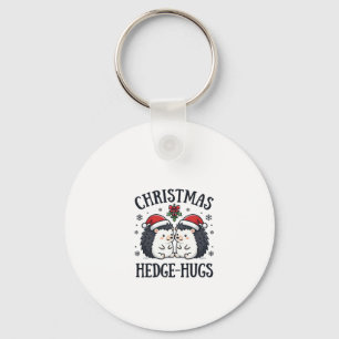 Christmas Hedge-Hugs Cute Hedgehog Holiday Design Key Ring