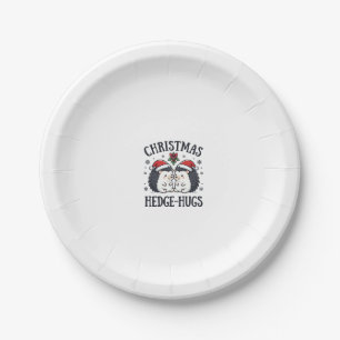 Christmas Hedge-Hugs Cute Hedgehog Holiday Design Paper Plate