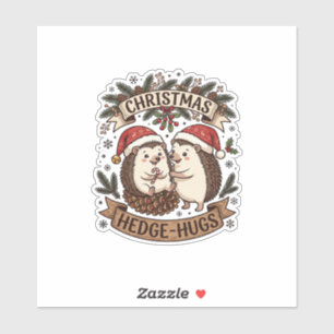 Christmas Hedge Hugs Hedgehogs Santa Hats Snowflak