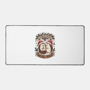 Christmas Hedge Hugs Hedgehogs Santa Hats Snowflak Desk Mat