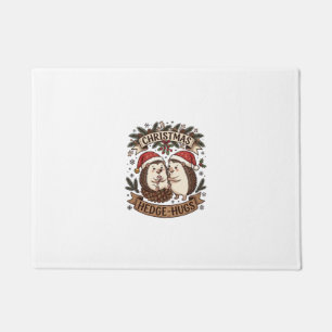 Christmas Hedge Hugs Hedgehogs Santa Hats Snowflak Doormat