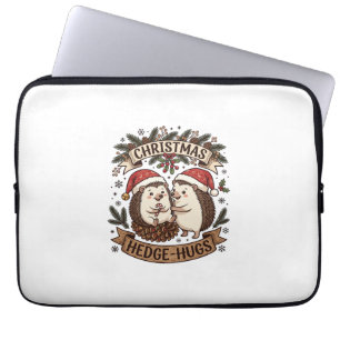 Christmas Hedge Hugs Hedgehogs Santa Hats Snowflak Laptop Sleeve
