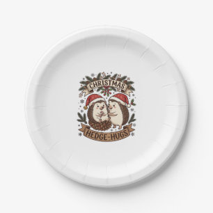 Christmas Hedge Hugs Hedgehogs Santa Hats Snowflak Paper Plate