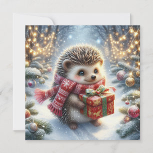 Christmas Hedgehog Greeting Card