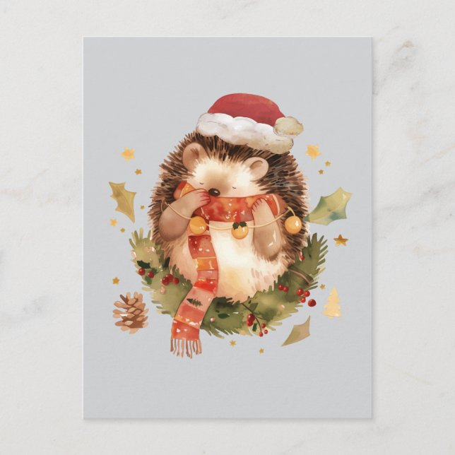 Christmas Hedgehog Postcard (Front)