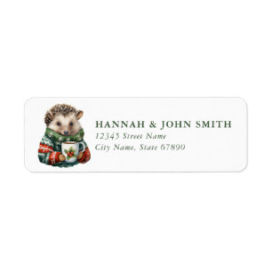 Christmas Hedgehog Return Address Labels