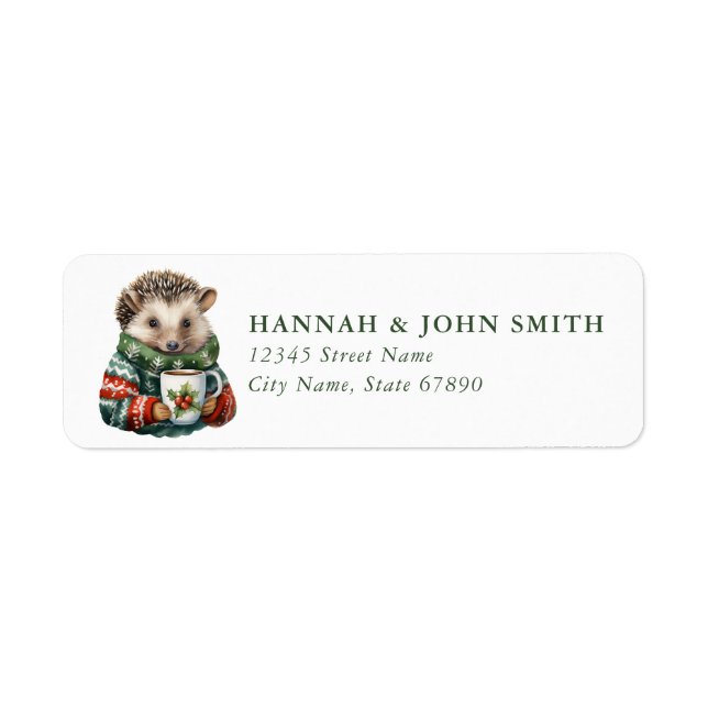 Christmas Hedgehog Return Address Labels (Front)