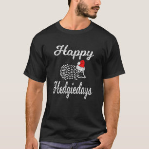 Christmas Hedgehog Santa Hat Hedgie Holiday Retro T-Shirt