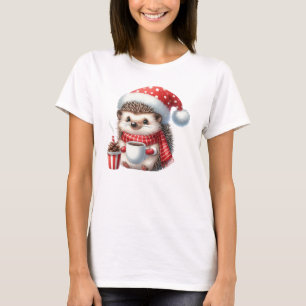 Christmas hedgehog with hot chocolate T-Shirt