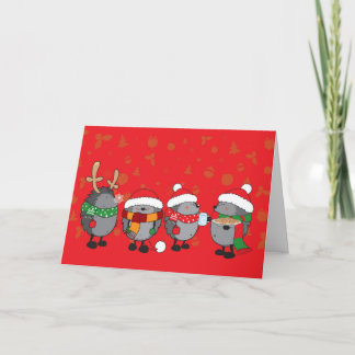 Christmas hedgehogs holiday card