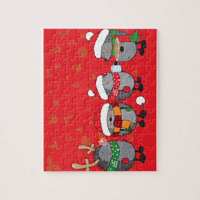 Christmas hedgehogs jigsaw puzzle (Vertical)