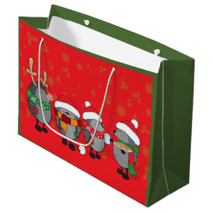 Christmas hedgehogs large gift bag