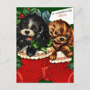 Christmas Hello Puppies Holiday Postcard