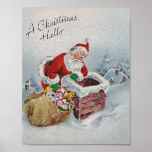 Christmas Hello Vintage Poster