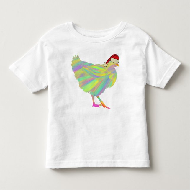 Christmas Hen wearing a Santa Hat Toddler T-Shirt (Front)