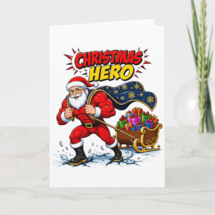 Christmas Hero Comic Santa Claus Card