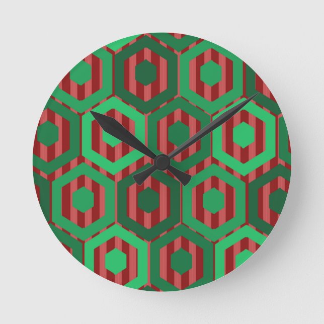 Christmas Hexagons  Round Clock (Front)