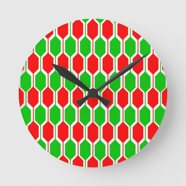 Christmas Hexagons Round Clock (Front)