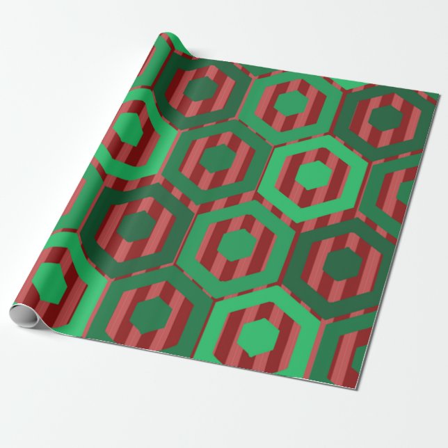 Christmas Hexagons Wrapping Paper (Unrolled)