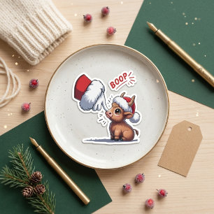 Christmas Highland Cow Boop Cute Santa Holiday Square Sticker