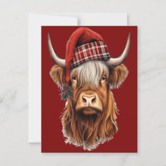 Christmas Highland Cow Bubblegum 2025 Postcard