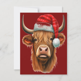 Christmas Highland Cow Bubblegum 2025 Postcard