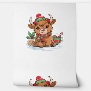 Christmas Highland Cow Cute Heifer Cow Santa Hat M Wallpaper