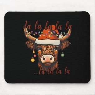 Christmas Highland Cow Falalala Xmas Heifer Cowgir Mouse Pad