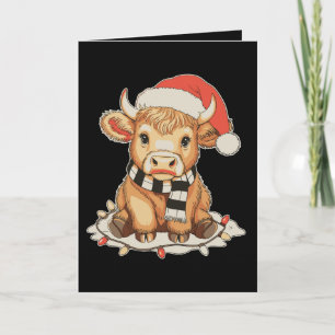 Christmas Highland Cow Moo Xmas Holiday Season Card