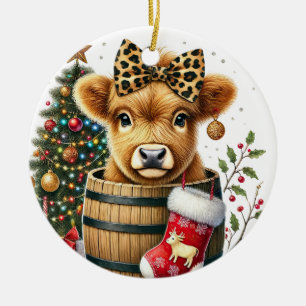 Christmas Highland Cow Ornament