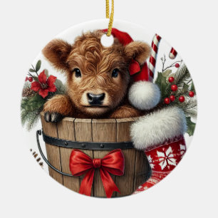 Christmas Highland Cow Ornament