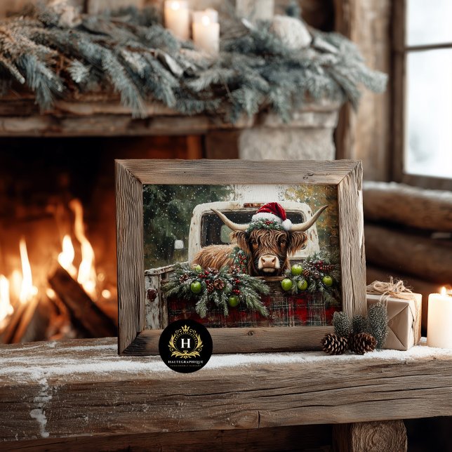 Christmas Highland Cow Rustic Truck Decoupage  Tissue Paper (Creator Uploaded)