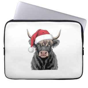 Christmas Highland Cow Santa Highland Cow Lover Fa Laptop Sleeve