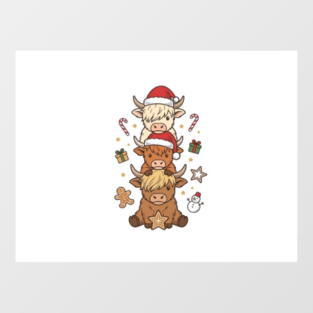 Christmas Highland Cow Stack Vintage Engraving Des (Sheet)