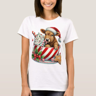 Christmas,Highland,Cow,Tshirt T-Shirt