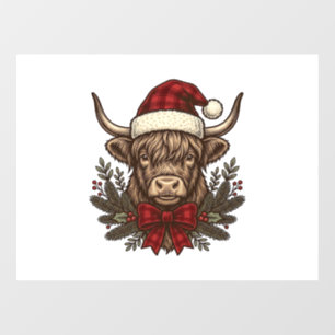 Christmas Highland Cow Vintage Engraving Design_1