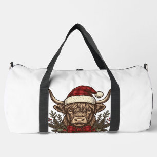 Christmas Highland Cow Vintage Engraving Design_1 Duffle Bag