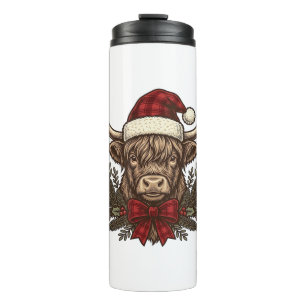 Christmas Highland Cow Vintage Engraving Design_1 Thermal Tumbler