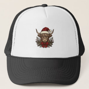 Christmas Highland Cow Vintage Engraving Design_1 Trucker Hat